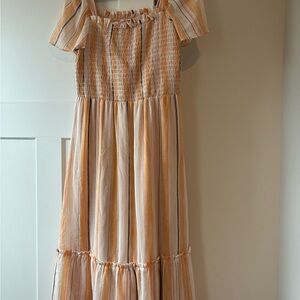 LC Lauren Conrad Striped Midi Dress in Orange and Cream